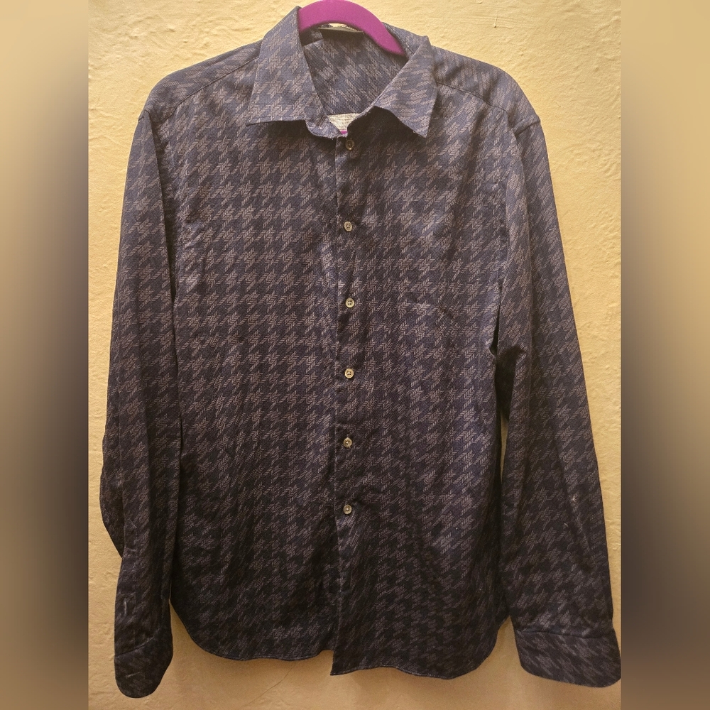 Emporio Armani Navy Geometric Button-Up Shirt |